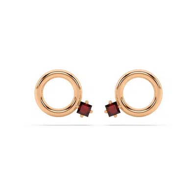 Oni Fine Jewelry Women's Square Ruby Donut Stud - Rose Gold