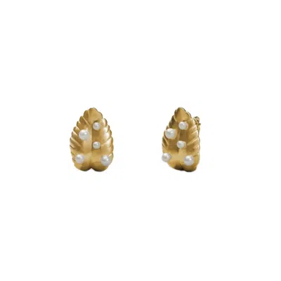 Oni Women's Lemon Leaf Earring - Yellow Gold