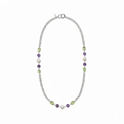 Oni Women's Silver Cable Slice Necklace In Orange