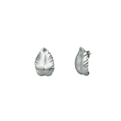Oni Women's Silver Lemon-leaf Form Earrings