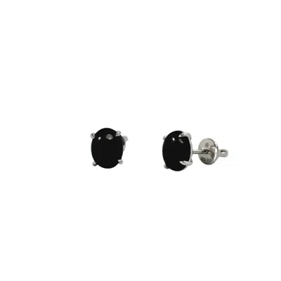 Oni Women's Silver Onyx Studs In Purple