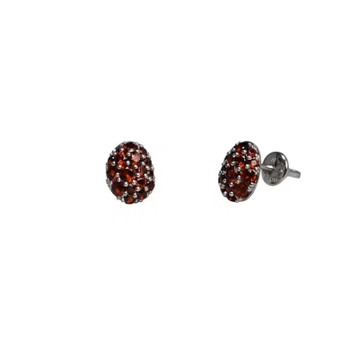 Oni Women's Silver Pave Garnet Studs In Burgundy