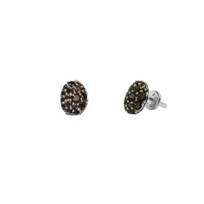 Oni Women's Silver Pave Quartz Studs In Metallic
