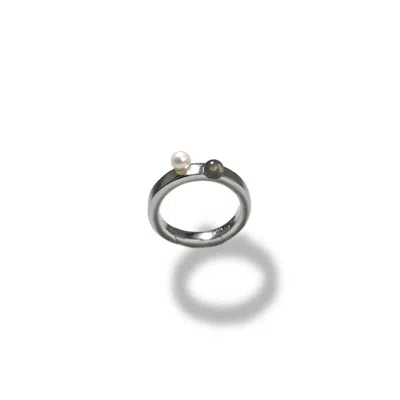 Oni Women's Silver Pearl & Moonstone Loop Lock In White
