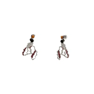 Oni Women's Silver Root Veil Earrings