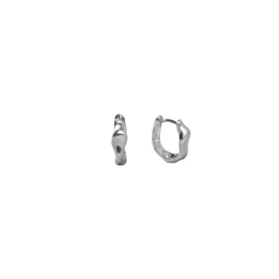 Oni Women's Silver Rope Huggies In White