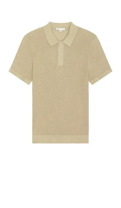Onia Cotton Textured Knit Polo In Tan