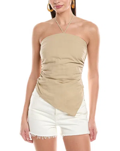 ONIA ONIA AIR ASYMMETRICAL HALTER LINEN-BLEND TOP