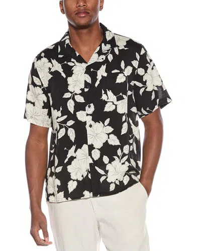 Onia Air Convertible Linen-blend Vacation Shirt In Black