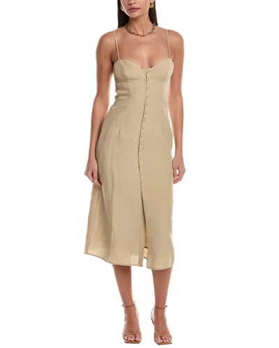 Onia Air Corset Linen-blend Midi Dress In Brown