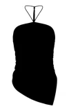Onia Air Linen Asymmetrical Halter Top In Black