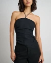 Onia Air Linen Asymmetrical Halter Top In Black