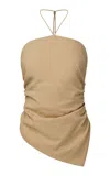 Onia Air Linen Asymmetrical Halter Top In Brown