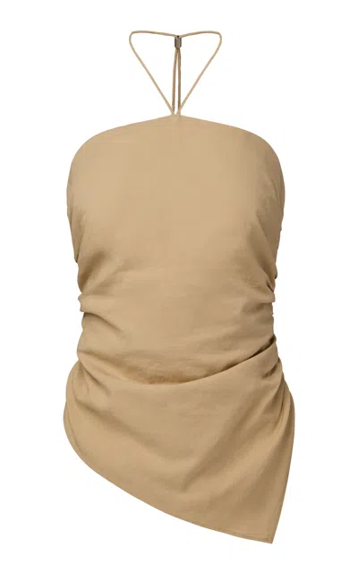 ONIA AIR LINEN ASYMMETRICAL HALTER TOP