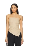 Onia Air Linen Asymmetrical Halter Top In Jute