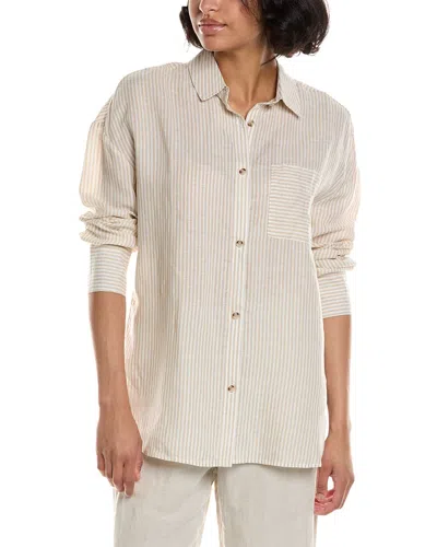 Onia Air Linen-blend Boyfriend Shirt In Beige