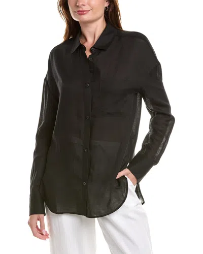 Onia Air Linen-blend Boyfriend Shirt In Black