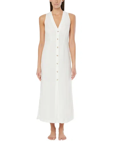 Onia Air Linen-blend Button Down Maxi Dress In White