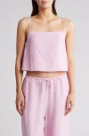 Onia Air Linen Square Neck Tank In Lavender Pink