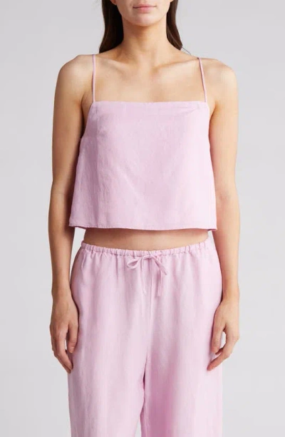 Onia Air Linen-blend Square Neck Tank In Pink