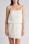 Onia Air Linen-blend Square Neck Tank In Sandshell/ White