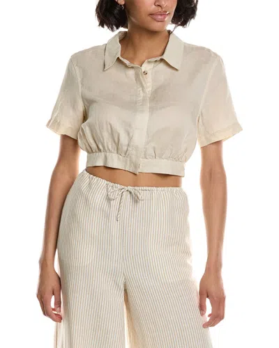 Onia Air Linen-blend Cropped Button Down In Multi