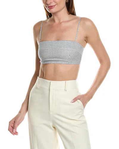 Onia Air Linen-blend Foldover Cropped Top In White