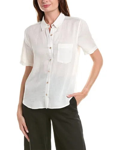 Onia Air Linen-blend Short Sleeve Shirt In White