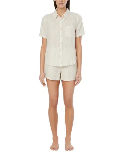 Onia Air Linen-blend Short Sleeve Shirt In White