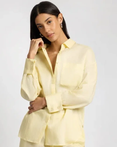 Onia Air Linen Boyfriend Long Sleeve Shirt In Yellow