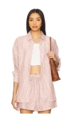 Shop Onia Air Linen Boyfriend Shirt In Oxblood & White