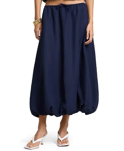 Onia Air Linen Bubble Maxi Skirt In Blue