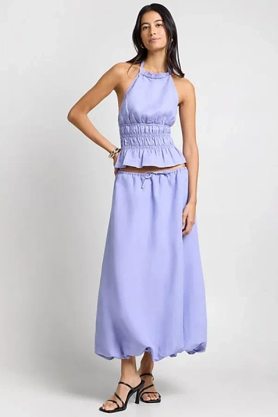 Onia Air Linen Bubble Maxi Skirt In Periwinkle, Women's At Urban Outfitters In Blue
