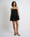 Onia Air Linen Bubble Mini Dress In Black