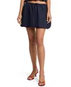 Onia Air Linen Bubble Mini Skirt In Blue