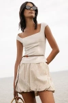 Onia Air Linen Bubble Mini Skirt In Natural, Women's At Urban Outfitters In Brown