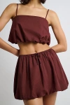 Onia Air Linen Bubble Mini Skirt In Rum