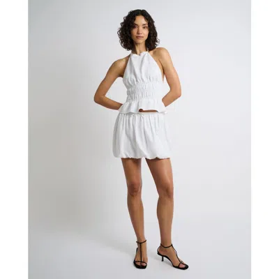 Onia Air Linen Bubble Mini Skirt In White