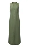 Onia Air Linen Button-down Maxi Dress In Green