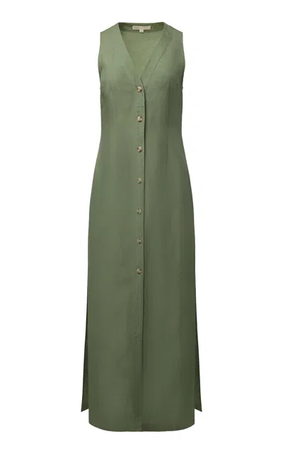 Onia Air Linen Button-down Maxi Dress In Multi