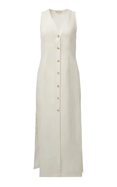 Onia Air Linen Button Down Maxi Dress Jute White In Jute White