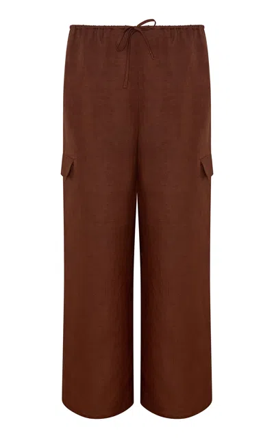 Onia Air Linen Cargo Pants In Brown
