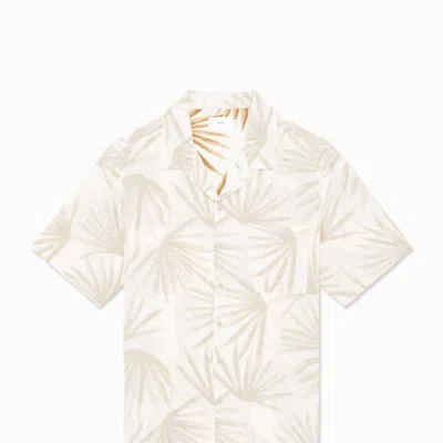 Onia Air Linen Convertible Camp Shirt In Sand / White In Neutral