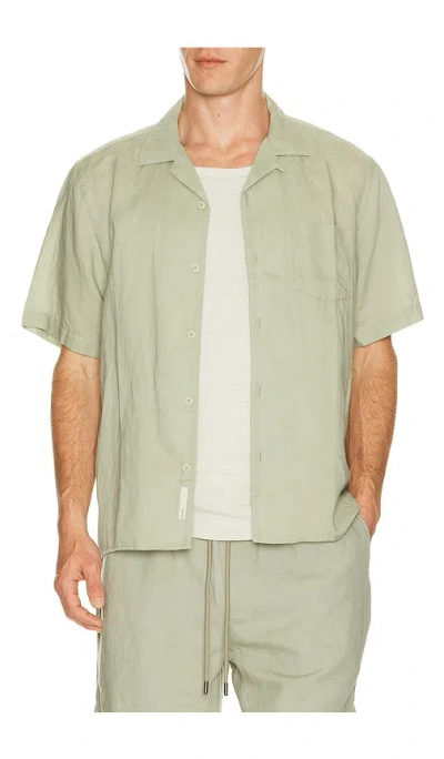 Onia Air Linen Convertible Vacation Shirt In Green