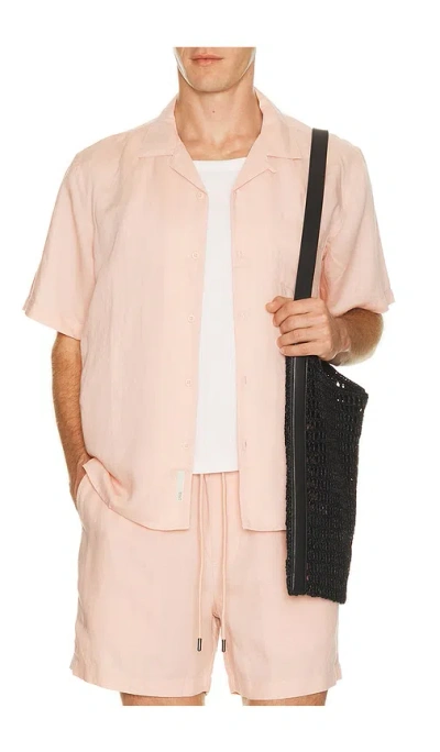 Onia Air Linen Convertible Vacation Shirt In Nude