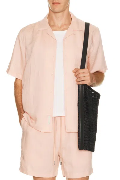 Onia Convertible-collar Linen And Lyocell-blend Shirt In Pink