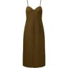 Onia Air Linen Corset Midi Dress In Olive