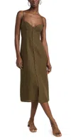 Onia Air Linen Corset Midi Dress In Olive