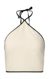 Onia Air Linen Cropped Halter Top In White