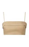 Onia Air Linen Fold Over Cropped Top Jute In Brown